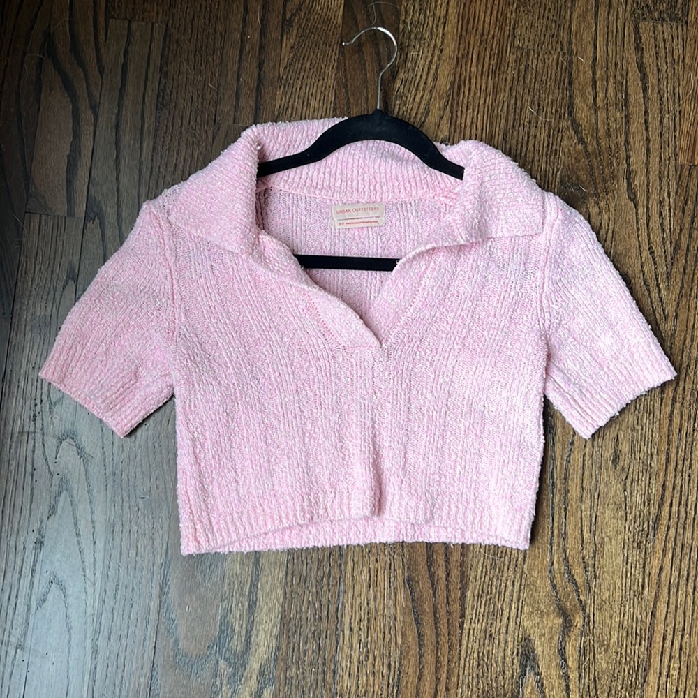Pink Knitted T-Shirt from Urban Outfitters
